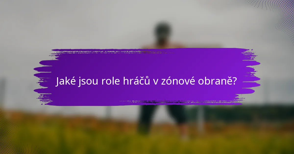Jaké jsou role hráčů v zónové obraně?