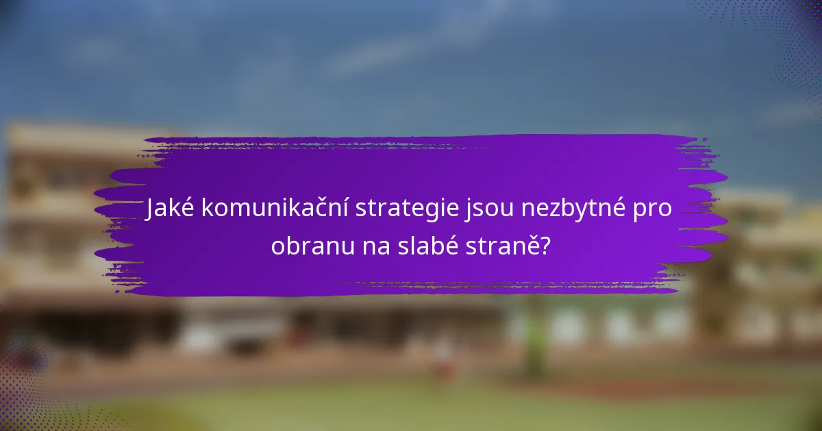 Jaké komunikační strategie jsou nezbytné pro obranu na slabé straně?